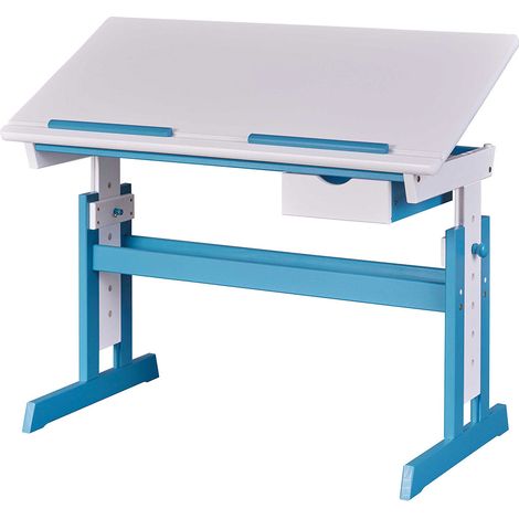 Pijii bureau réglable blanc, couleur pétrole. (1/5)