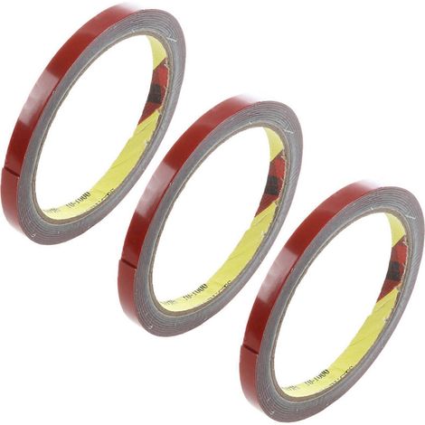 Rolle extra starkes und dauerhaftes doppelseitiges Schaumstoffklebeband, rot, 8 mm x 3 m, für Fahrzeuge. (1/4)
