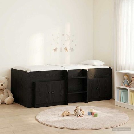 vidaXL Struttura Letto Loft con Mobile 3 pz Nero Legno ingegnerizzato (1/5)