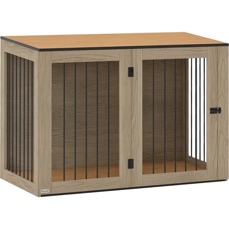 Hundebox. Haustierbox für große Hunde. Hundehütte. Indoor. 106 x 60 x 76 cm. Eiche (1/4)