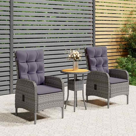 Ensemble de bistro de jardin 3 pcs-Salon de jardin bistro Résine tressée Gris 544478 (1/5)