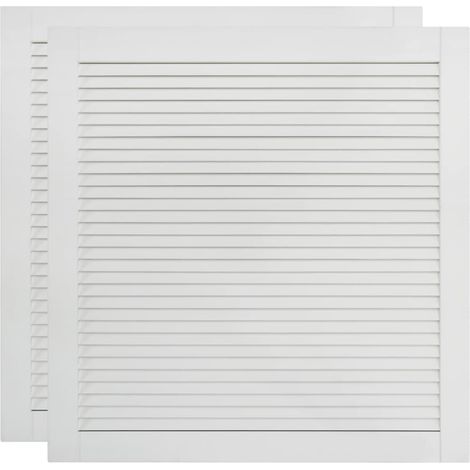 Portes à persiennes 2 pièces bois de pin massif 61,5x59,4 cm blanc