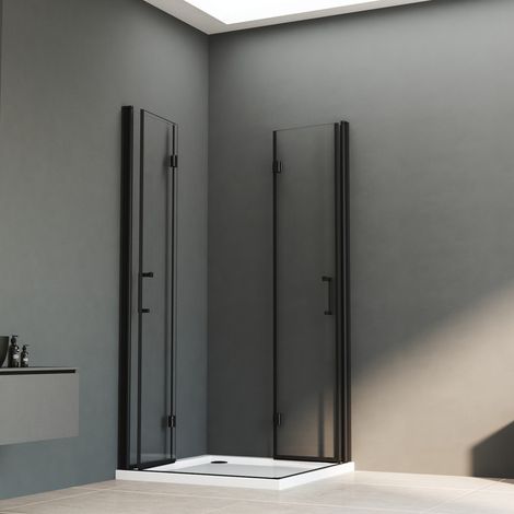 Duschkabine Schwarz 120x90x195cm Eckeinstieg Falttür Duschkabine Eckdusche Drehfalttür Dusche Duschwand aus 6mm NANO ESG Sicherheitsglas