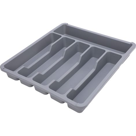 Organisateur de tiroir de cuisine, range-couverts, porte-ustensiles anti-poussière, plateau à couverts gris (1/5)