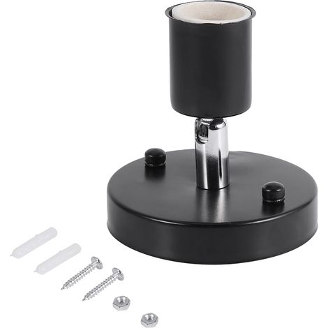 Socle de lampe E27 rotatif 180° noir, luminaire vintage moderne monté au mur, douille orientable pour plafond (1/5)