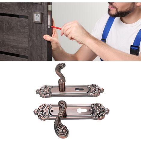 Manilla de puerta con llaves, funcionamiento silencioso, fabricada en aleación de aluminio, diseño europeo, para el hogar y el dormitorio. (1/5)