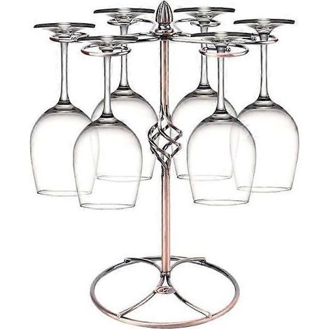 Porte-verres à vin vertical à 6 crochets, porte-verres à vin de comptoir (bronze) (1/5)