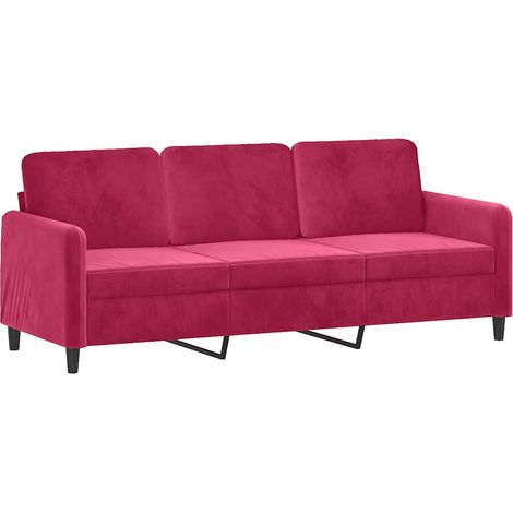 Canapé Sofa à 3 places Rouge bordeaux 180 cm Velours