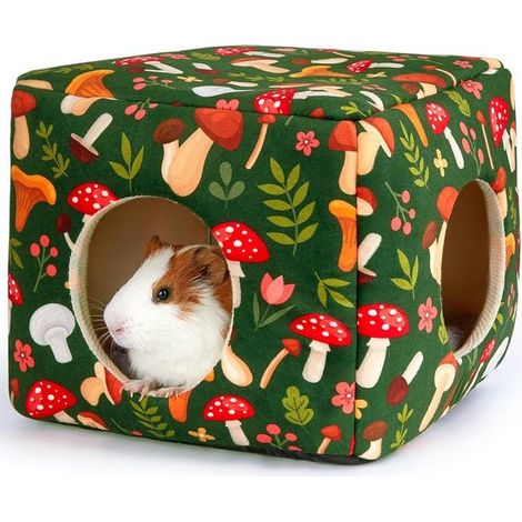 Caseta para cobayas con doble entrada，nido lavable para animales pequeños，suave y antideslizante，apto para hámsteres，hurones y otros roedores (1/5)