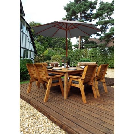 Eight Seater Square Table Set with Cushions - W250 x D250 x H98 - Fully Assembled - Grey (1/4)