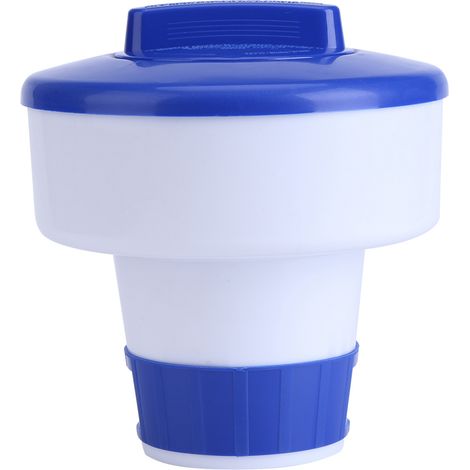 Distributeur flottant de chlore et brome pour piscine spa, bleu et blanc, piscine extérieure. (1/3)
