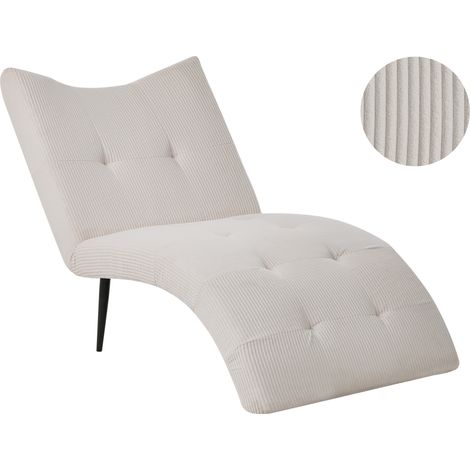 Chaise longue moderna tapizado de pana sin reposabrazos con capitoné sala de estar gris pardo Quilly (1/5)