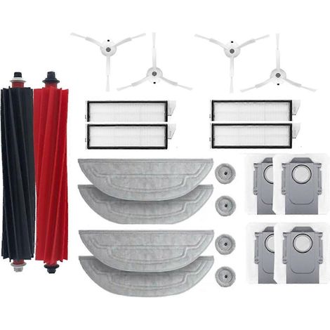 Aspirateur robot, double brosse rotative, filtre, brosses latérales, sac à poussière (1/5)