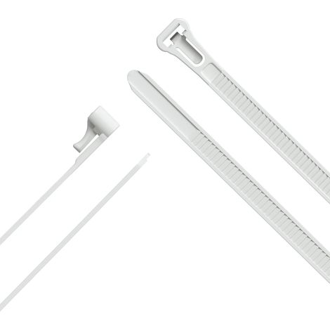 KabelDirekt – Fascette richiudibili, resistenza alla trazione particolarmente elevata (100 pezzi di fascette staccabili, riutilizzabili e riutilizzabili per un uso sostenibile, bianco) 7,4mm x 300mm