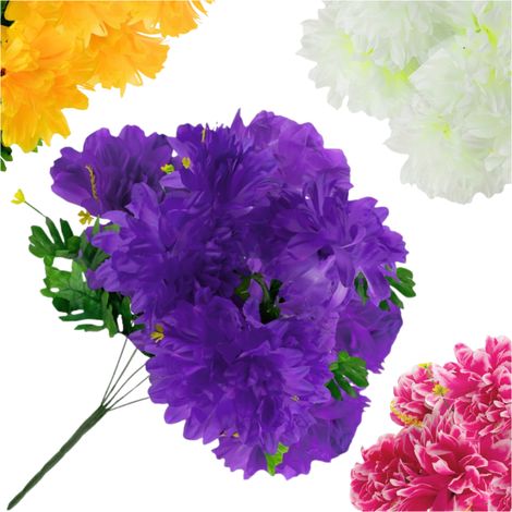 RAMO DE FLORES DE CRISANTEMO ARTIFICIALES CON 5 FLORES ARTIFICIALES GRANDES PARA JARR脫N