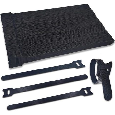 100 Pcs Serre Cable Scratch, 200 MM x 12 MM Attache Cable Scratch Nylon, Serre-câbles pour Bureau Maison Jardin Cable Management etc (Noir) (1/5)