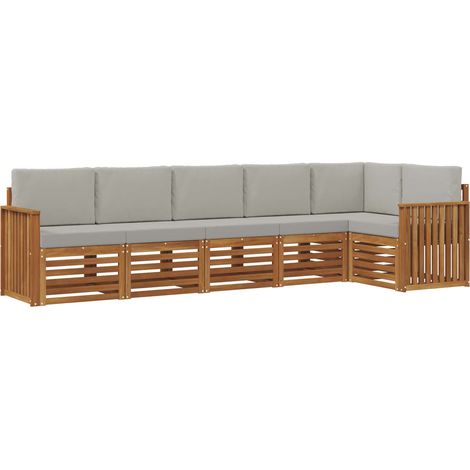 Sectional Sofa Set with Cushion 6 pcs Natural and Light Grey vidaXL