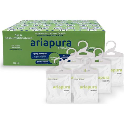 Déshumidificateur d'Air, Absorbeur Humidité ARIAPURA 6 500ml par unité - Déshumidificateur Portable Anti Moisissure Maison, avec Cristaux Hydrophiles - Aromathérapie (1/5)