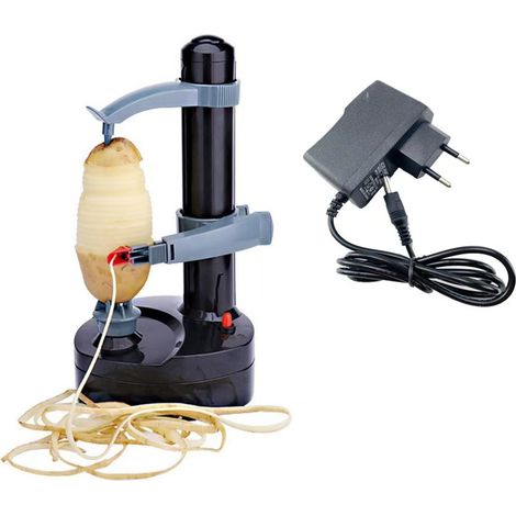 Éplucheur Électrique - Éplucheur Pommes de Terre - 2 Lames Supplémentaires - Coupe Automatique - Fruits et Légumes - Noir (1/5)