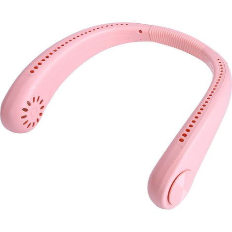 Ventilateur de cou USB sans pales, silencieux et portable, réglable à 360°, léger et portable, idéal pour le bureau, le sport et les voyages. Rose.
