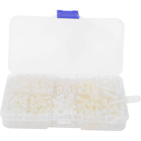 Kit de tornillos, tuercas y arandelas de nailon M3 – 800 piezas, blanco, para bricolaje y montaje.