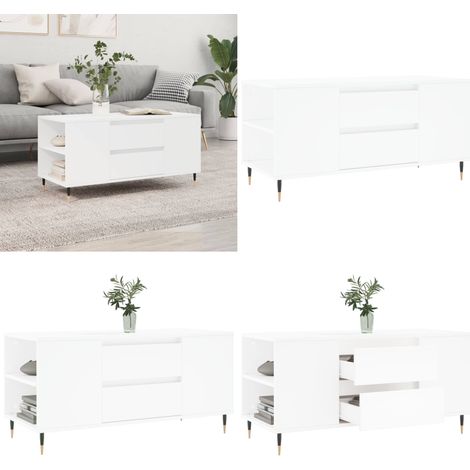 Couchtisch Weiß 102x44,5x50 cm Holzwerkstoff - Couchtisch - Wohnzimmerstil - Holzwerkstoff - Weißer Couchtisch - Sideboard - Home & Living (1/5)