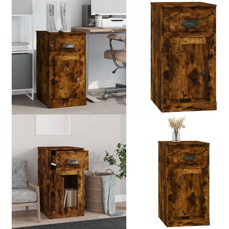 Armoire latérale avec tiroir chêne fumé 40x50x75 cm - Armoire de rangement - Armoire chêne fumé (1/5)
