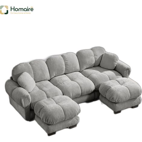 Sofa mit Modulen aus Chenille grau en Polyester 260 x 149 x 90 cm HOMAIRE (1/5)