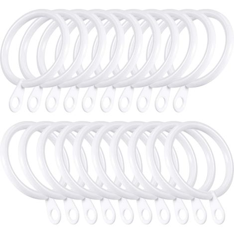 Anillas metálicas para colgar cortinas y barras, 30 mm de diámetro interior, blancas, paquete de 20 unidades.