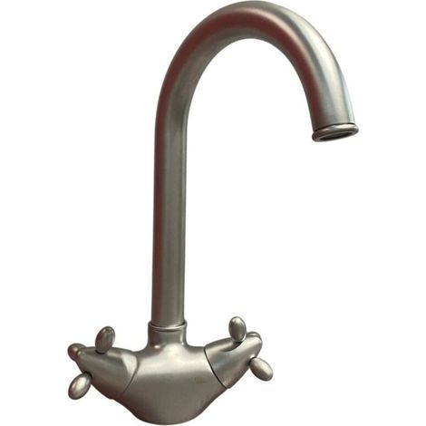 Robinet de cuisine à deux poignées en chrome satiné - Paini Trixi 75CN572