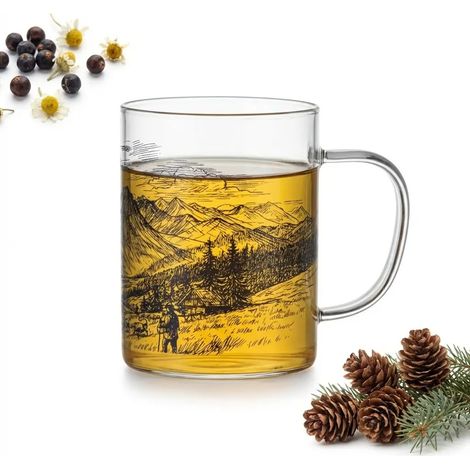 TAZA DE VIDRIO GLASS CITY ZAKOPANE 0.4L TRANSPARENTE CON IMPRESI脫N NEGRA (1/5)