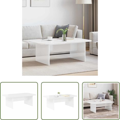 Wohnzimmer - Couchtisch Hochglanz Weiß 93 x 53 x 33 cm Holzwerkstoff (1/5)