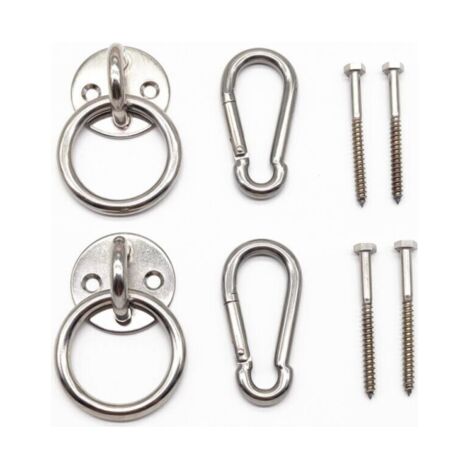 Kit de suspension pour hamac d’intérieur avec crochets mousquetons et vis en acier inoxydable (1/5)