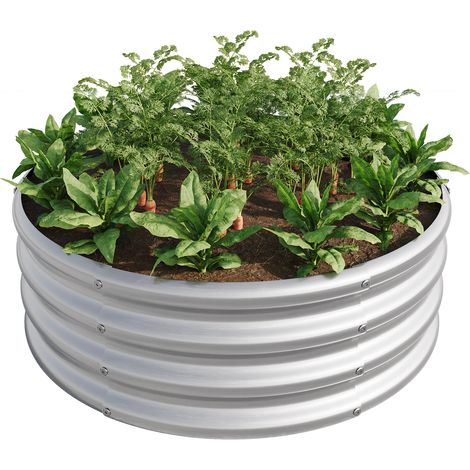 Bac jardin zinc argent - Pour légumes, fruits, fleurs - Extérieur - Croissance facilitée - Durable (1/5)