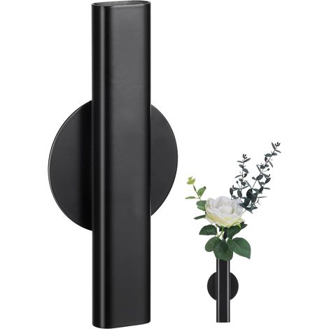 (1 Stück) Metall-Wandvase – Selbstklebende Hängevase für Blumen – Ständer für Trockenblumen, schwarzer Pflanzenhalter zur Dekoration (1/5)