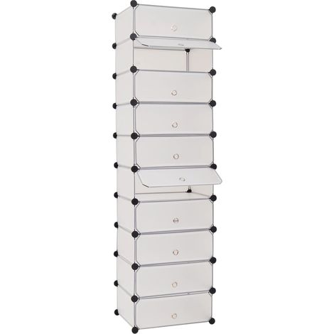 Zapatero mueble para entrada/pasillo/salón con 10 compartimentos blanco 020021402 (1/5)