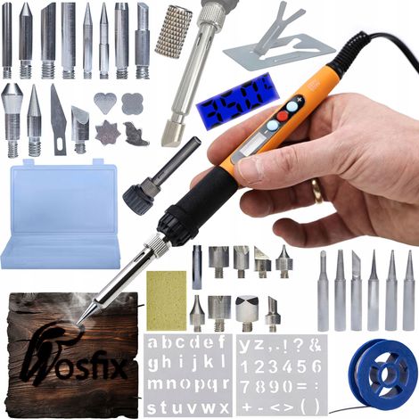 Soldador Preciso con Pantalla 11-en-1 – 60W, 180-500°C Set Completo para Electronica y Madera (1/5)