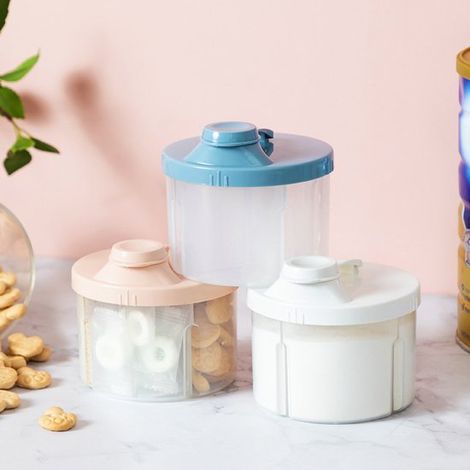Juego de tres recipientes para almacenar leche en polvo，divisibles y aptos para alimentos，Para comida de bebé (1/2)