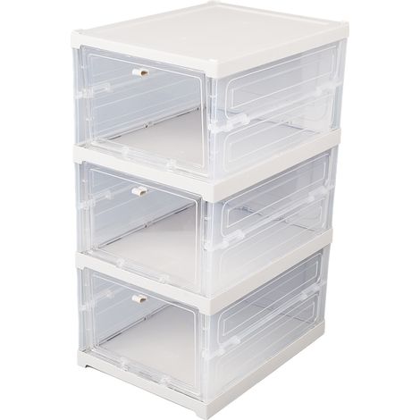 Grandes boîtes de rangement à chaussures pliables, style simple, installation facile, grises. (1/5)