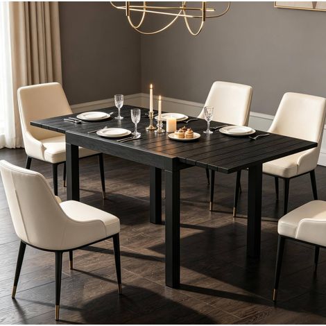 Tavolo da giardino allungabile 160x80x75 cm in alluminio nero FloraGrace (1/5)