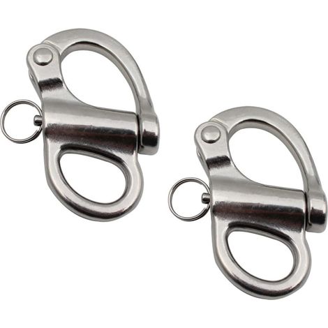 Lot de 2 manilles à bouton-pression en acier inoxydable de 35 mm à dégagement rapide pour voile, yacht, bateau (1/5)
