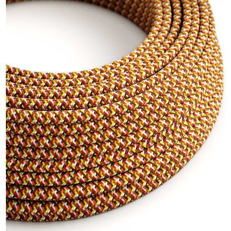 Creative-Cables, Cavo elettrico rivestito in tessuto, 2 x 0,75 mm², 1 m, Pixel Arancione RX01, Rotondo, effetto seta