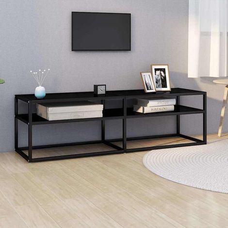 vidaXL Meuble TV Noir 140x40x40,5 cm Verre trempé (1/5)