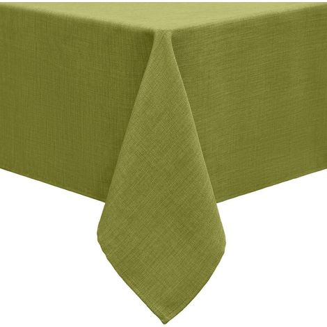 Nappe aspect lin rectangulaire 140x240 cm Vert avec effet lotus