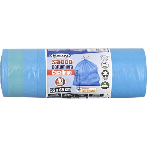 MAURY'S SACCHI PER PATTUMIERA 55X65CM IN ROTOLO DA 40 PEZZI AZZURRI