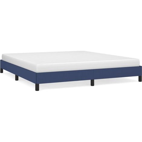 Lit double Lit adulte Cadre de lit sans matelas bleu 180x200 cm tissu (1/5)