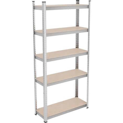 Estantería para carga pesada ajustable de 5 niveles para garaje sótano 90 x 40 x 180 cm de acero galvanizado gris 130014278 (1/5)