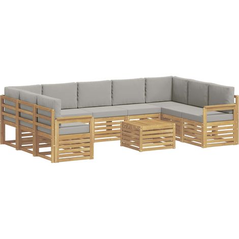 Set di divani da esterno 10 pz Bianco e Grigio Chiaro vidaXL (1/5)