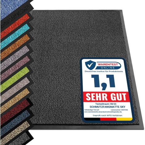 Floordirekt – Paillasson d'entrée anthracite 200 x 300 cm – Poils en polypropylène pour zones à fort passage – Dos vinyle antidérapant – Lavable en machine