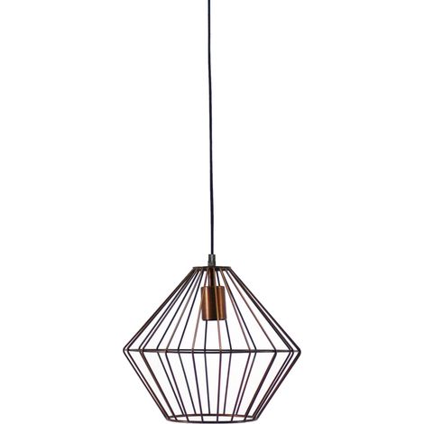 Opjet 011135 - Lampe Suspendue cage 'Vincent" Ø29x28cm - E27 max.40W - Métal Cuivré (1/2)